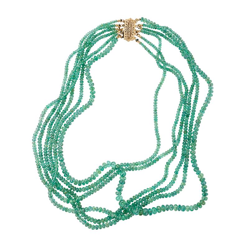 Appraisal: EMERALD BEAD TORSADE NECKLACE Condition Report