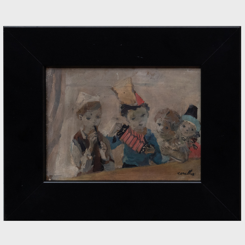 Appraisal: Rajmund Kanelba - Study for Children's Party Oil on canvas