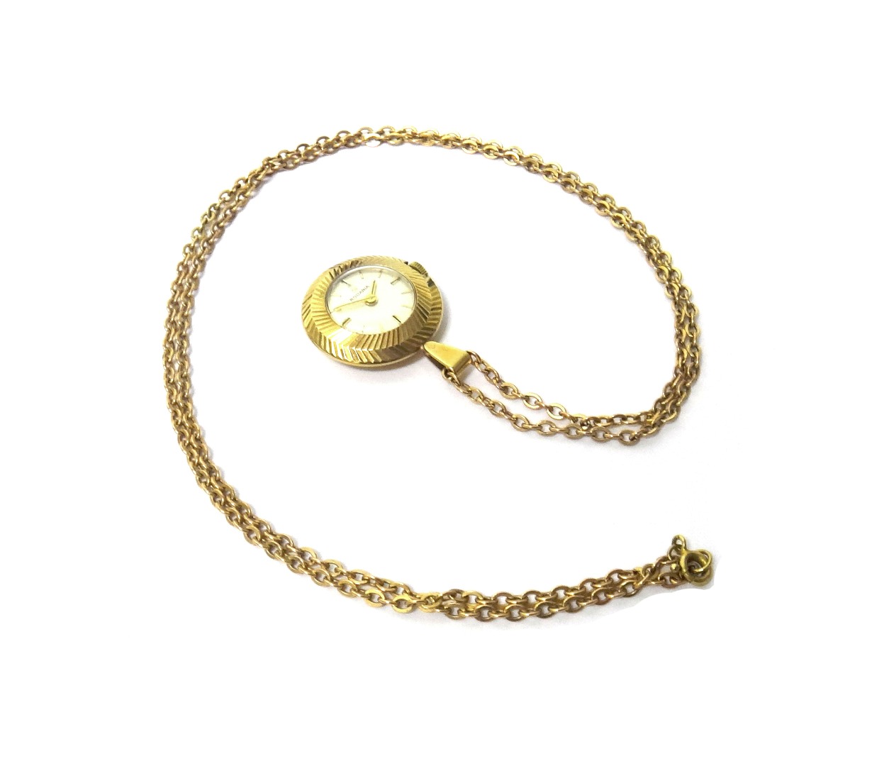 Appraisal: A lady's ct gold circular cased Rodania pendant watch with