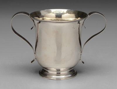 Appraisal: George III silver caudle cup flared rim strap handles stepped