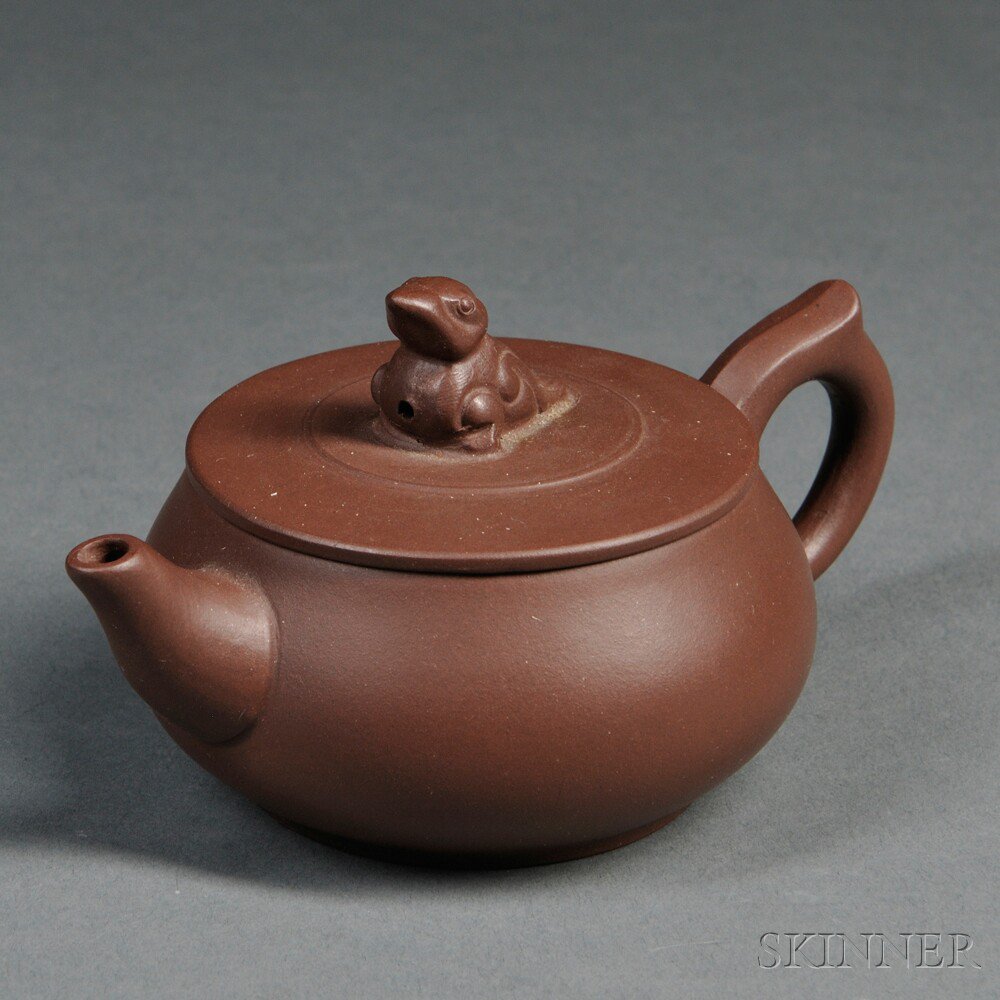 Appraisal: Yixing Miniature Teapot China with a bird-form finial mark inside