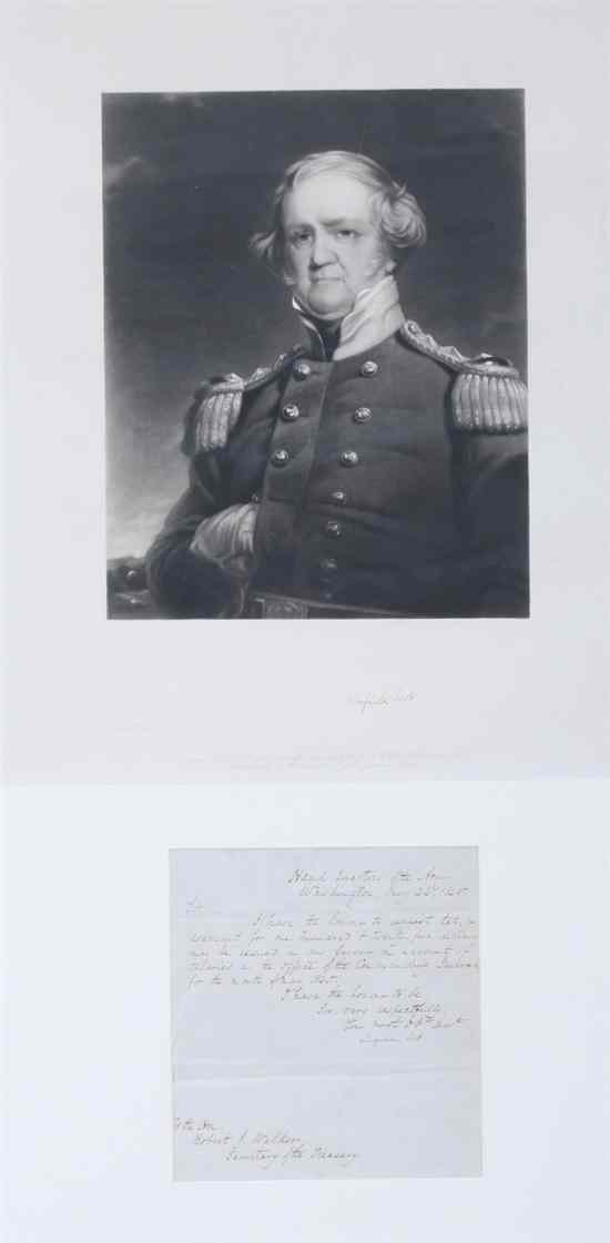 Appraisal: GENERAL WINFIELD SCOTT AUTOGRAPH LETTER SIGNED as General in Chief