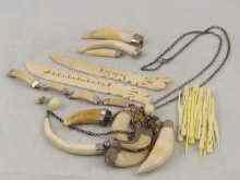 Appraisal: A quantity of ivory and similar including mounted claws horns