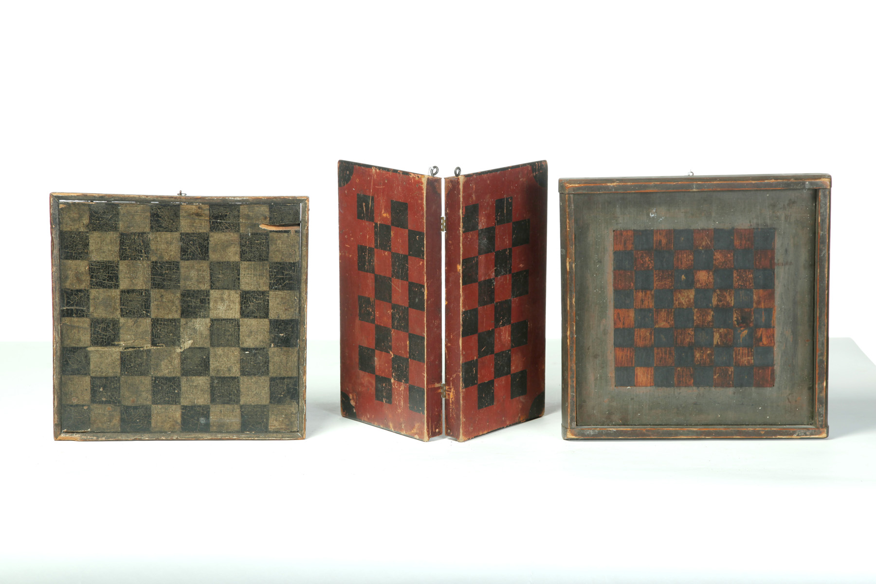 Appraisal: THREE AMERICAN GAMEBOARDS Early th century Two single boards with