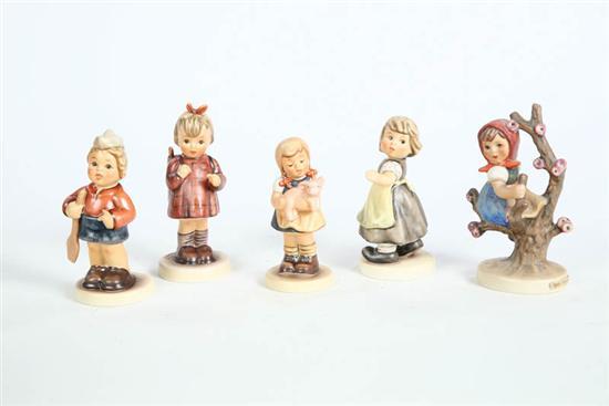 Appraisal: FIVE HUMMEL FIGURES Pigtails h Spring Waltz B h Apple