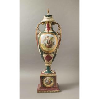 Appraisal: Royal Vienna Covered Urn Large Royal Vienna porcelain covered urn