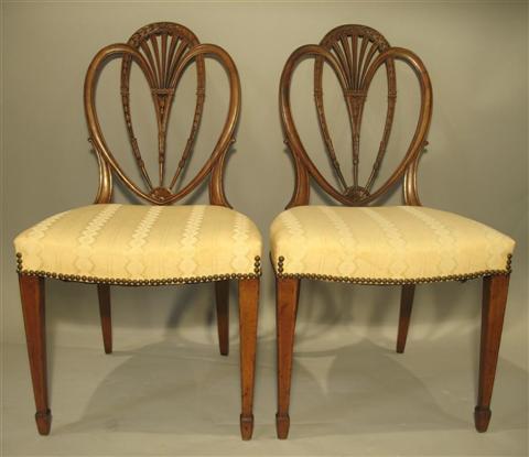 Appraisal: PAIR OF HEPPLEWHITE STYLE MAHOGANY SIDE CHAIRS Late th century