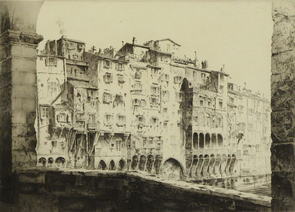 Appraisal: ARMS John Taylor Etching Ponte Vecchio Signed and dated lower