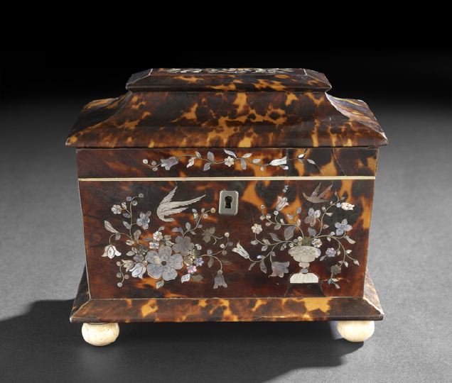 Appraisal: William IV Tortoiseshell Double-Compartment Tea Box second quarter th century