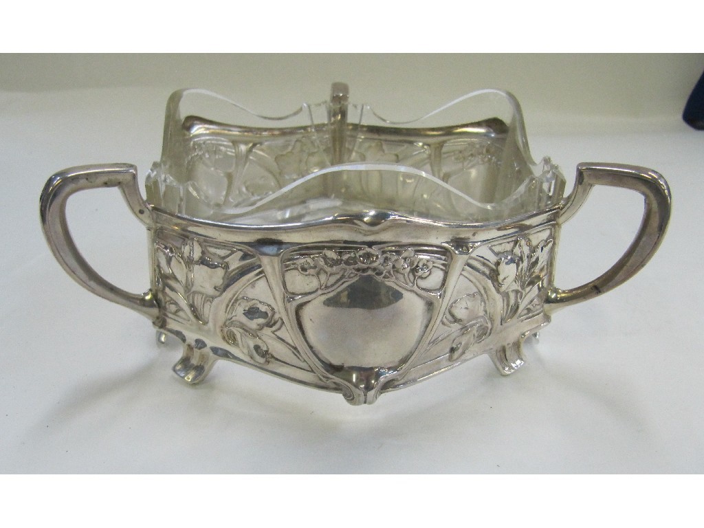 Appraisal: Pair of Art Nouveau white metal serving dish stands with