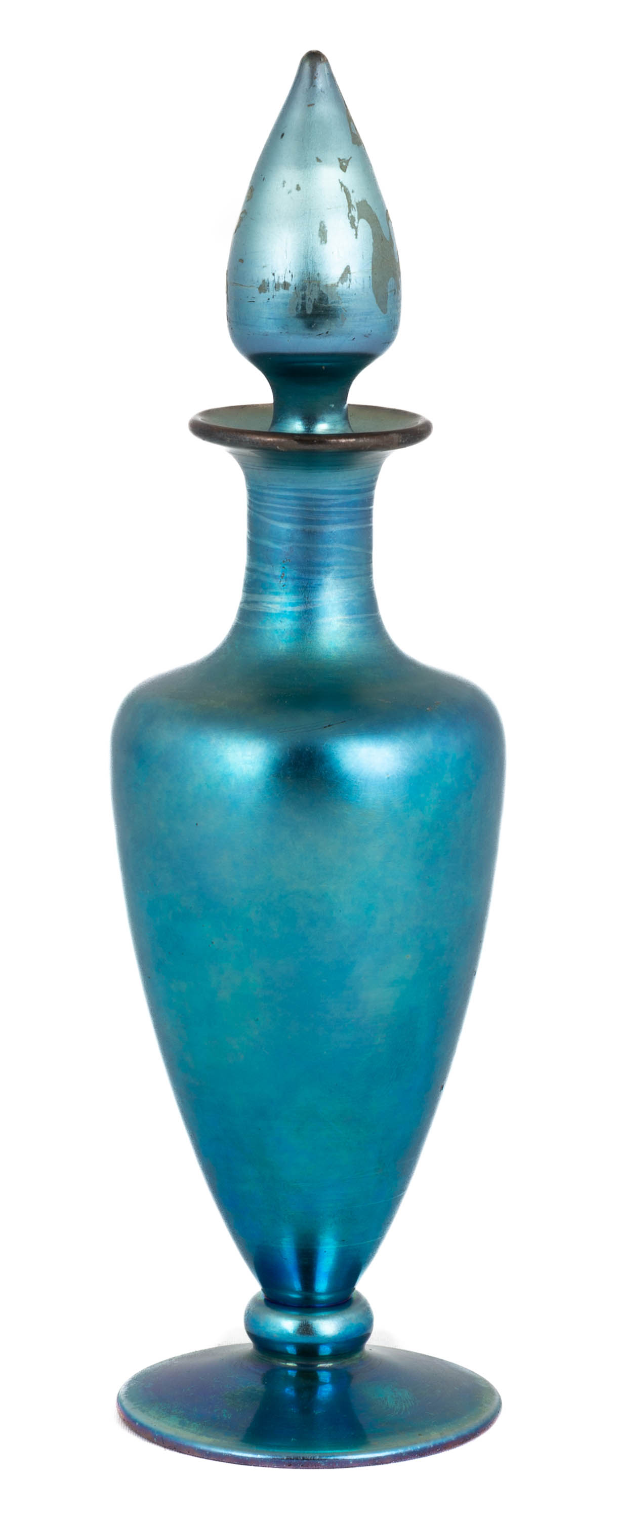 Appraisal: STEUBEN BLUE AURENE COLOGNE BOTTLE Corning NY early th century