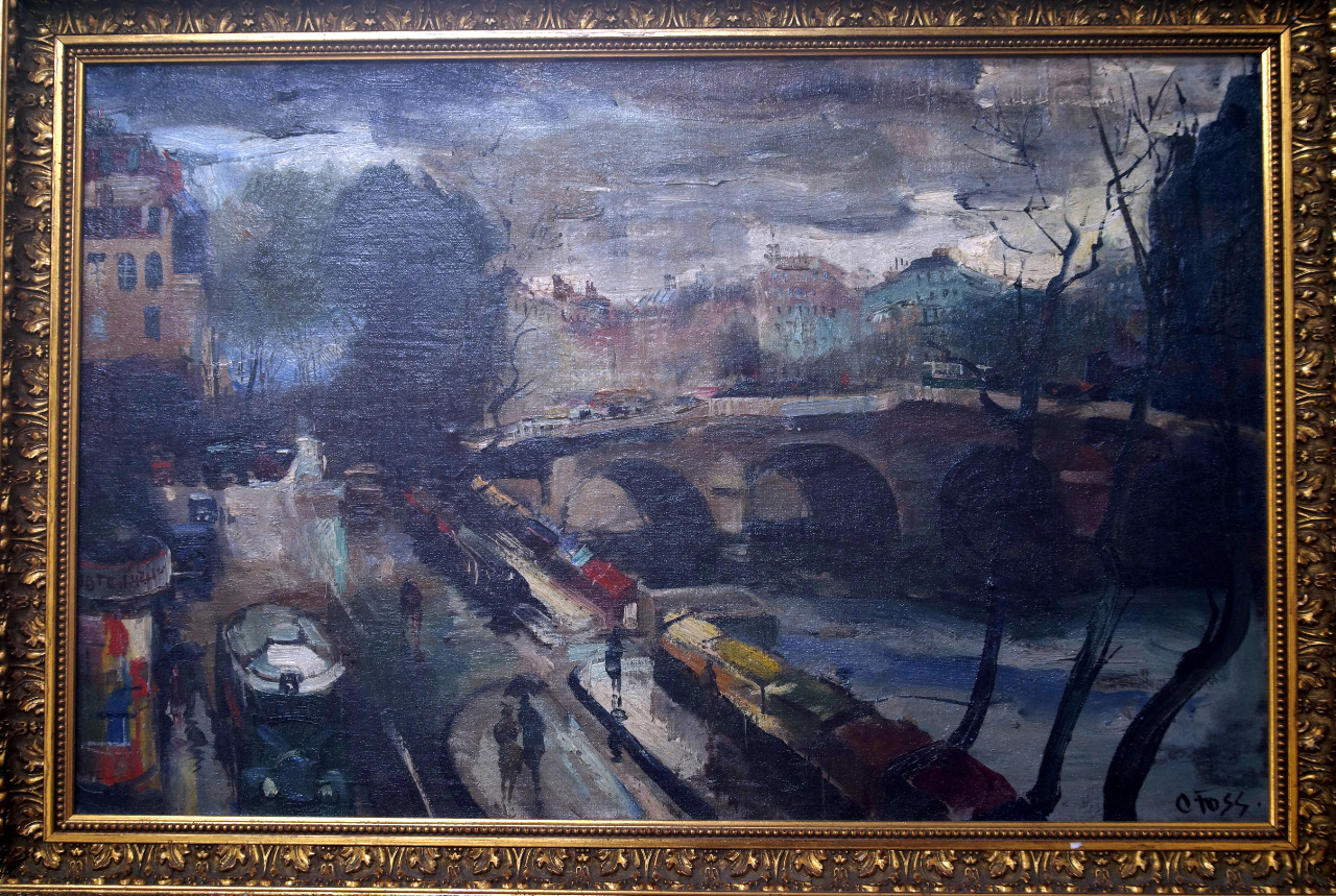 Appraisal: Olivier Foss - 'Barques sur Seine' Paris oil on canvas