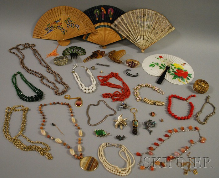 Appraisal: Large Group of Mostly Costume Jewelry including four lady's fans