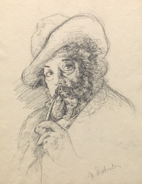 Appraisal: MARCELLIN GILBERT DESBOUTIN FRENCH - x paper Self Portrait Charcoal