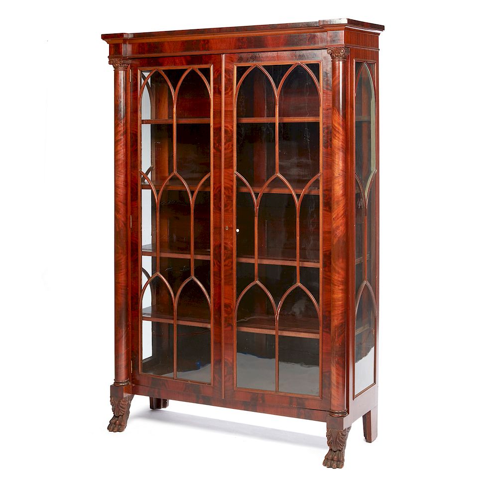 Appraisal: Mahogany Display Cabinet Glass front mahogany display cabinet on stylized