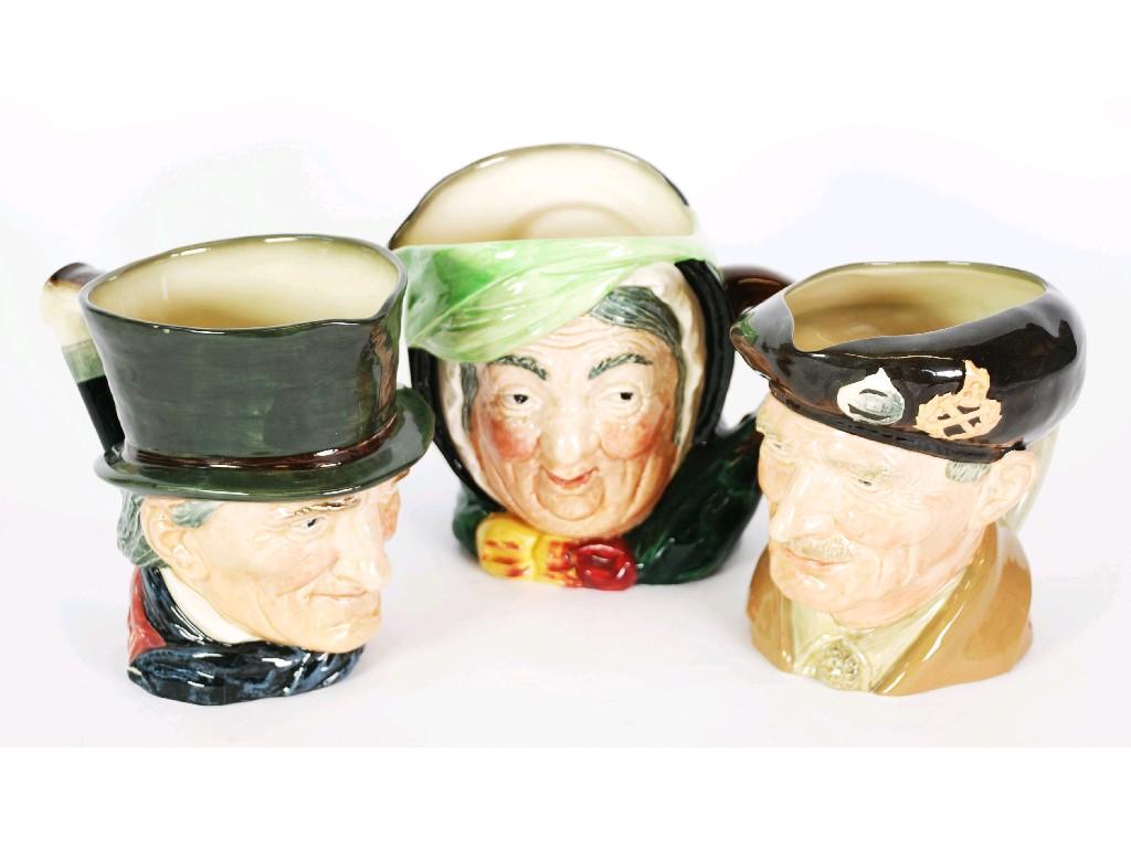 Appraisal: THREE LARGE ROYAL DOULTON POTTERY CHARACTER JUGS 'MONTY' should be