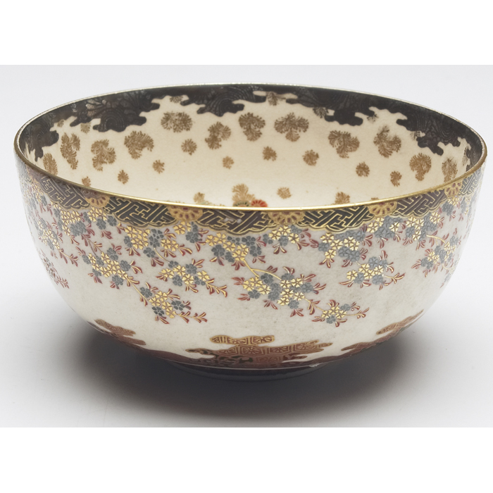 Appraisal: Exceptional Satsuma bowl Meiji period hundreds of tiny stylized cherry