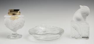 Appraisal: Three R Lalique Items consisting of a cat paperw Three