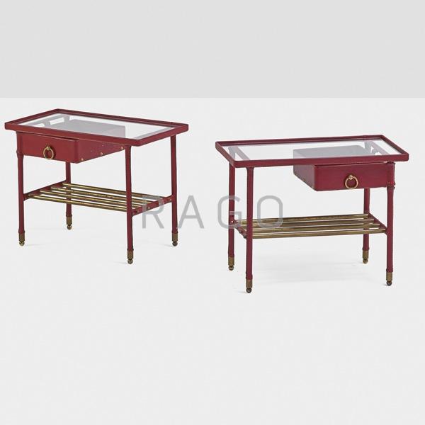 Appraisal: JACQUES ADNET Pair of side tables Condition Report Replaced glass