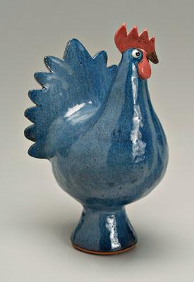 Appraisal: Ruby Meaders stoneware rooster blue glaze with red comb marked