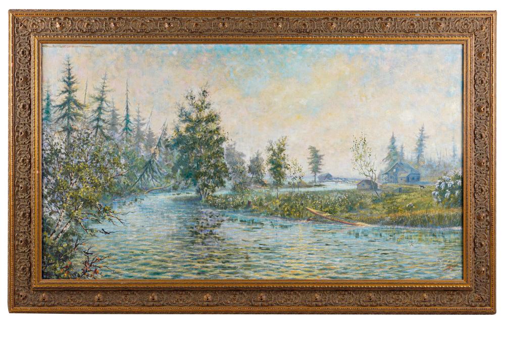 Appraisal: WILLARD AYER NASH - LAKE SCENE oil on canvas signed