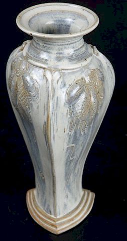 Appraisal: Studio Art Pottery Vase Three sided studio art pottery vase