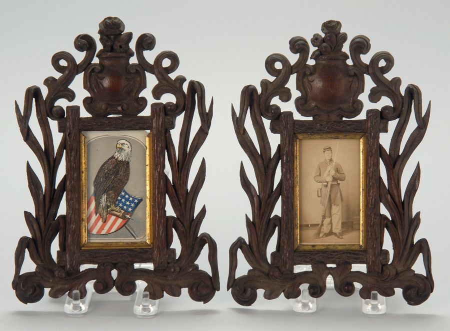 Appraisal: PAIR OF VICTORIAN HAND-CARVED WOODEN FRAMES In a flower and