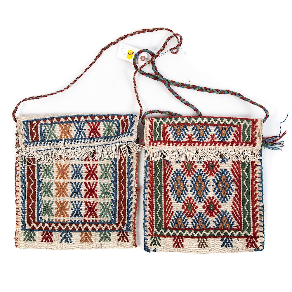 Appraisal: Pair of Turkish Kilim Saddlebags x each hand woven Condition