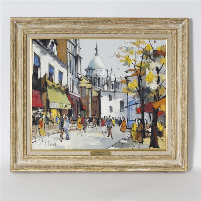 Appraisal: Vintage s Paris Street Scene Place du Tertre oil painting