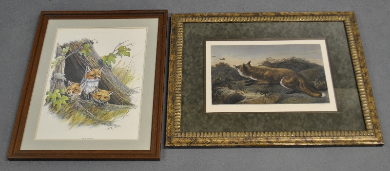 Appraisal: - Two framed fox prints The Poacher site- h x