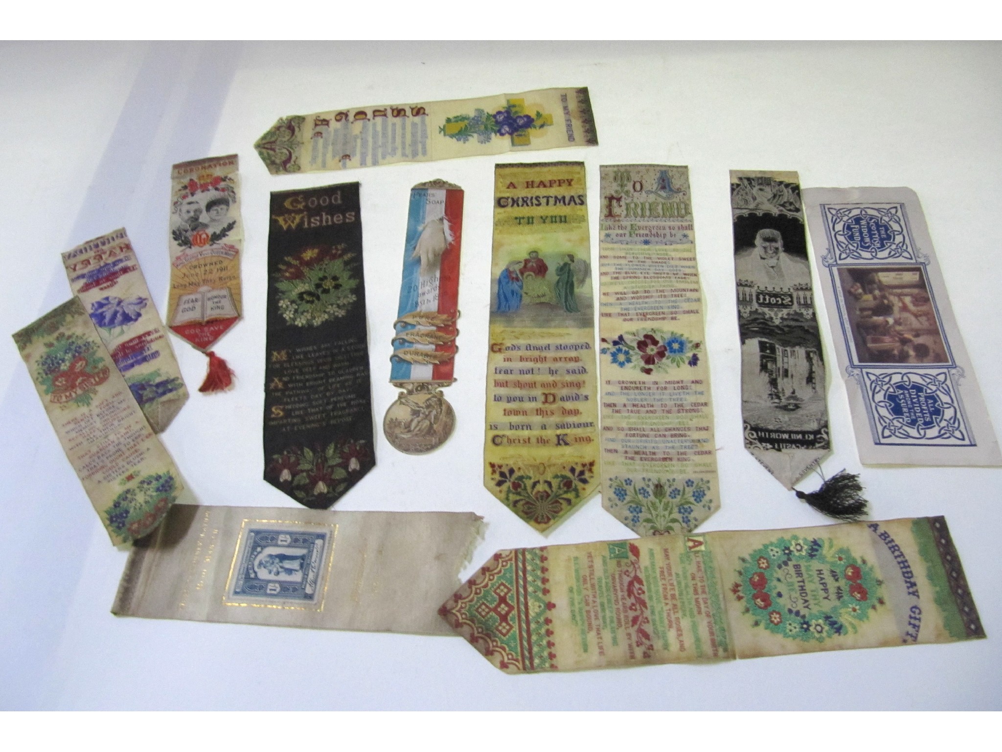 Appraisal: A lot comprising ten stevengraph silk bookmarks