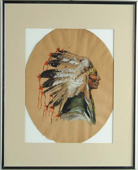 Appraisal: SETH EASTMAN American - A SIOUX CHIEF Gouache and watercolor