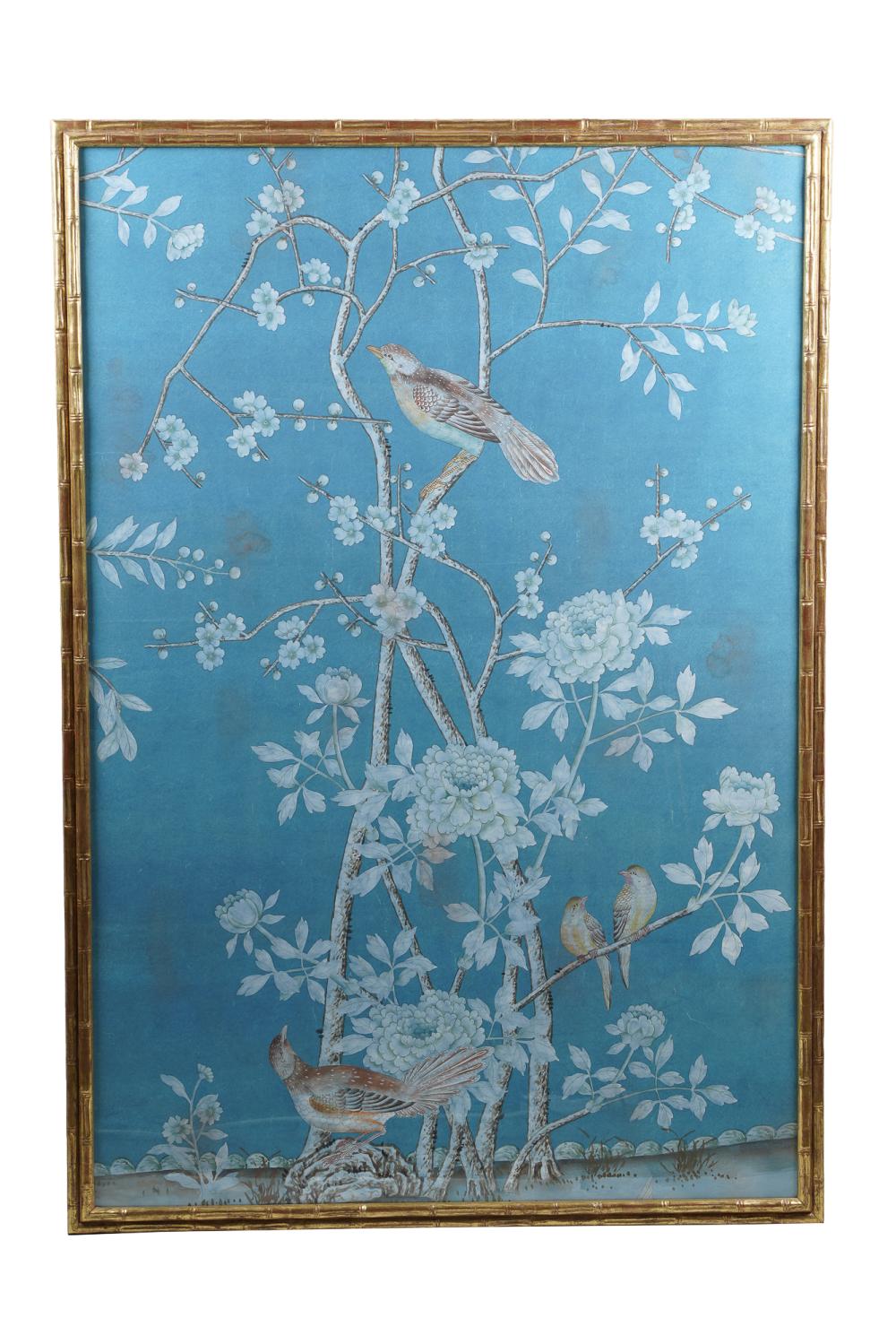 Appraisal: FRAMED CHINOISERIE PANEL x inches frame Condition