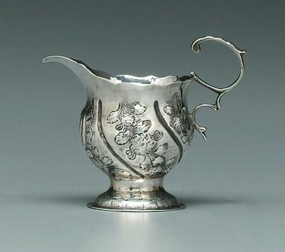 Appraisal: George III English silver pitcher round helmet form with scalloped