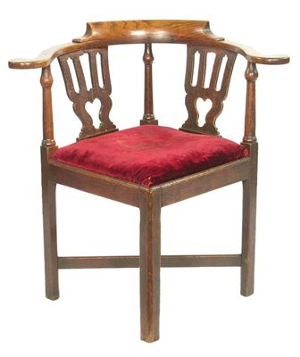 Appraisal: A late George III oak corner armchair having pierced vase