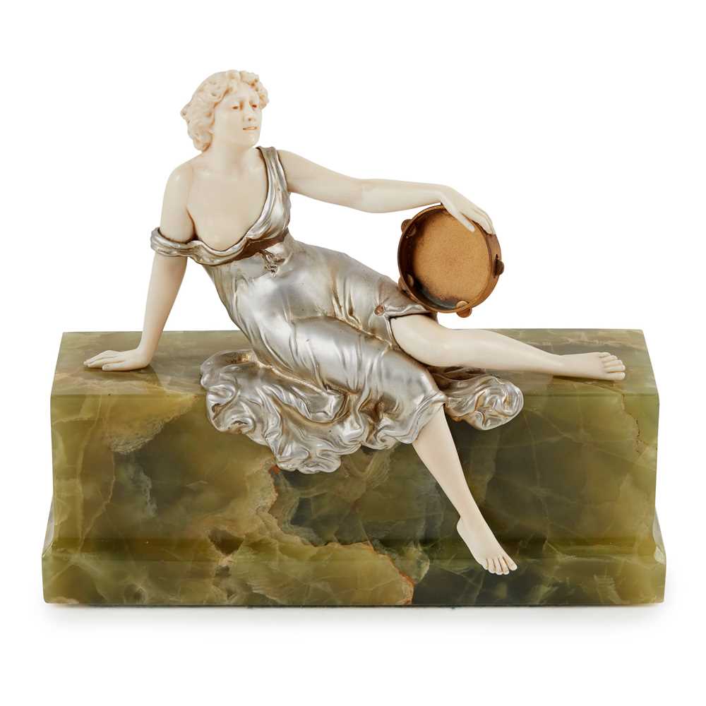 Appraisal: Y FERDINAND PREISS - 'TAMBORINE DANCER' CIRCA cold painted bronze