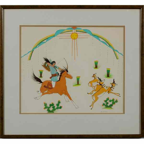 Appraisal: Ignacio Maguino American th Century Southwest Indian Painting Gouache on