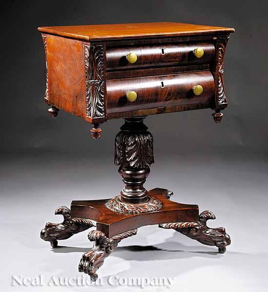 Appraisal: An American Classical Carved Mahogany Work Table c Philadelphia a