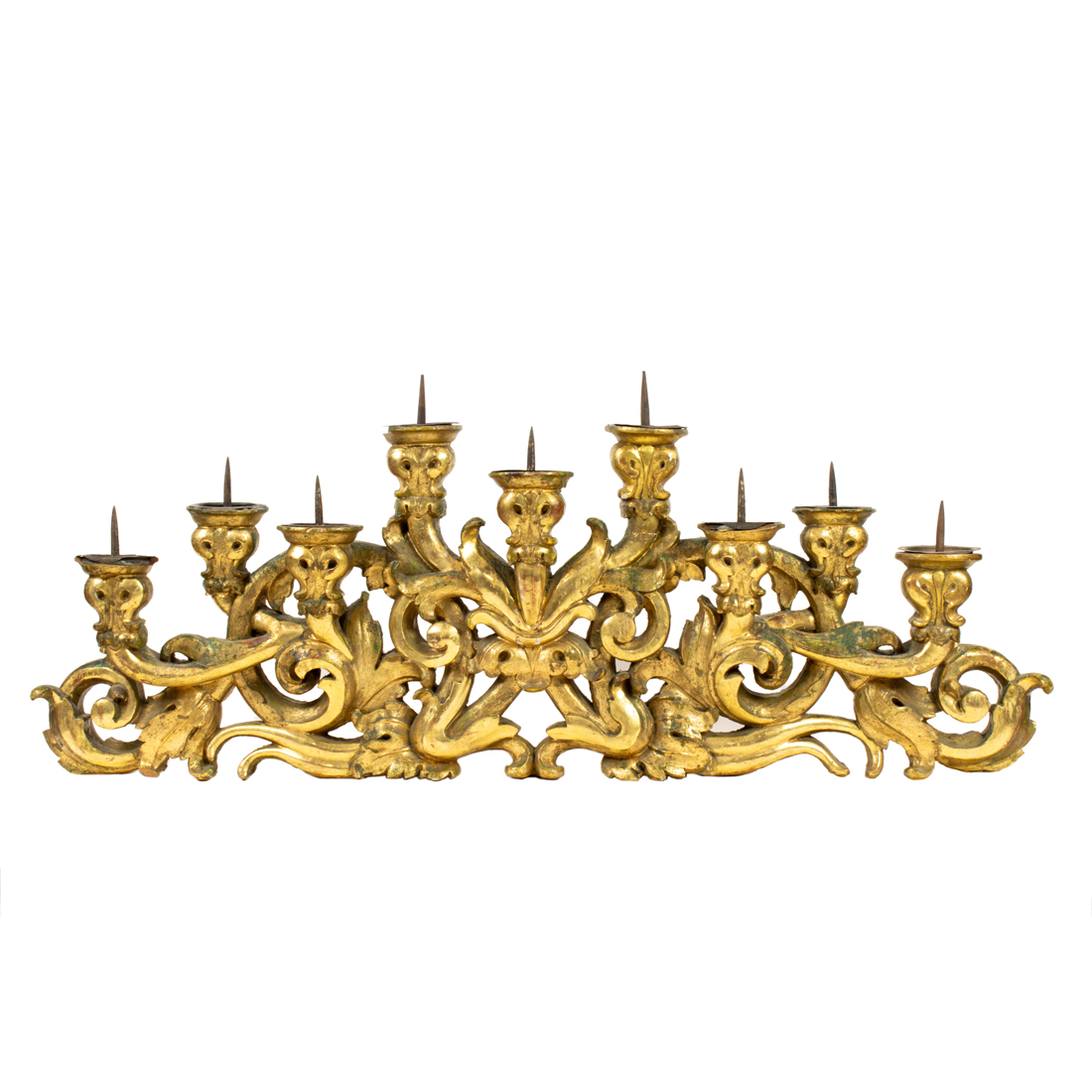 Appraisal: A BAROQUE STYLE GILTWOOD NINE-LIGHT CANDELABRA TH CENTURY A Baroque