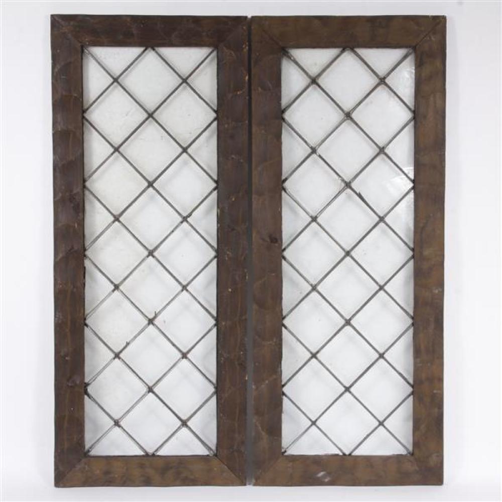 Appraisal: PAIR ENGLISH LEADED GLASS DIAMOND PATTERN PUB WINDOWS Pair English