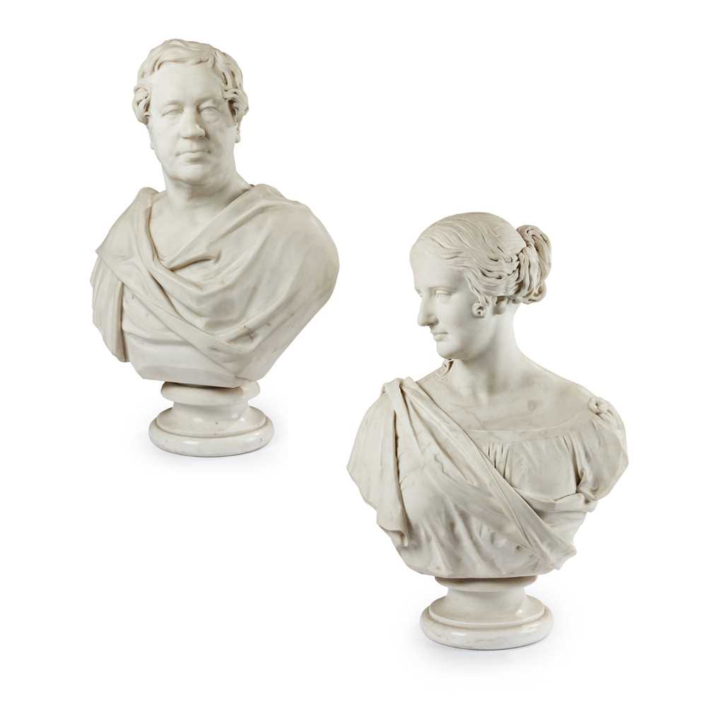 Appraisal: JAMES FILLANS SCOTTISH - A PAIR OF WHITE MARBLE BUSTS