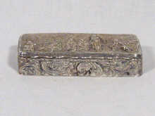 Appraisal: A rectangular snuff box bearing a country scene in relief