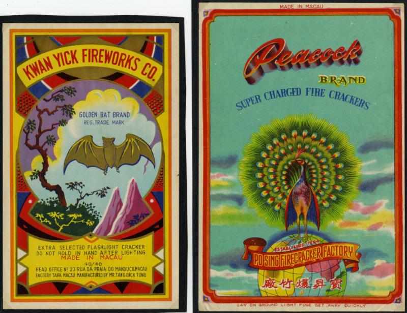 Appraisal: Lot of Firecracker Labels Includes Golden Bat Peacock Lion Brand