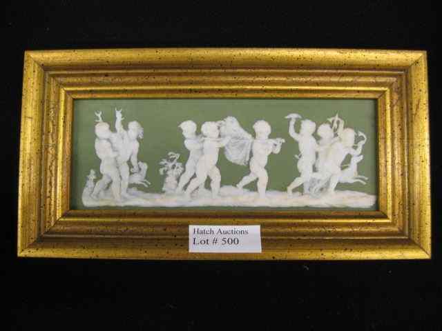 Appraisal: Wedgwood Jasperware Plaque putti or children at play green ''