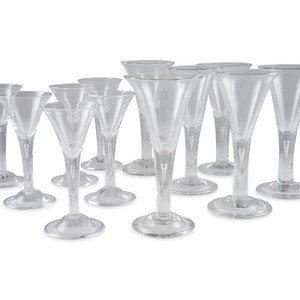 Appraisal: Twelve Blown Glass 'Air Trap' Goblets th th Century Height