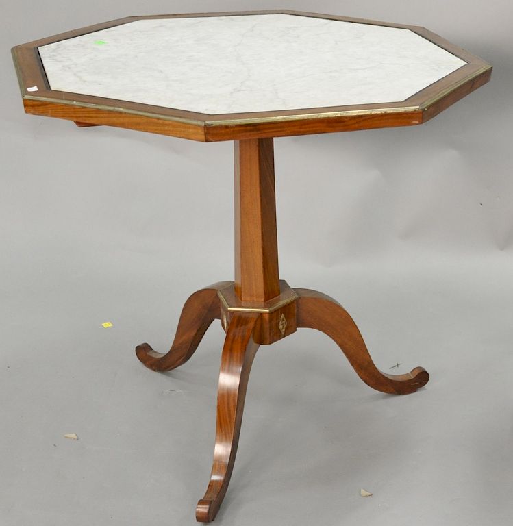 Appraisal: Mahogany stand with octagon inset marble top ht in dia