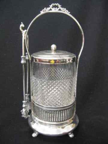 Appraisal: Victorian Silverplate Pickle Castor diamond pattern clear insert by Meridan