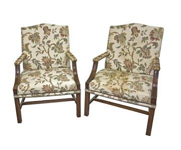 Appraisal: A pair of Gainsborough type armchairs with upholstered seats padded