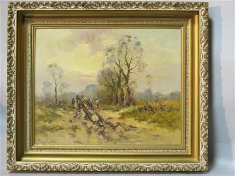 Appraisal: TEN CATE HENDRIK JAN DUTCH - LOGGERS Oil on canvas