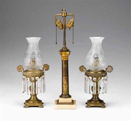 Appraisal: Pair of cast brass and gilt metal fluid lamps th